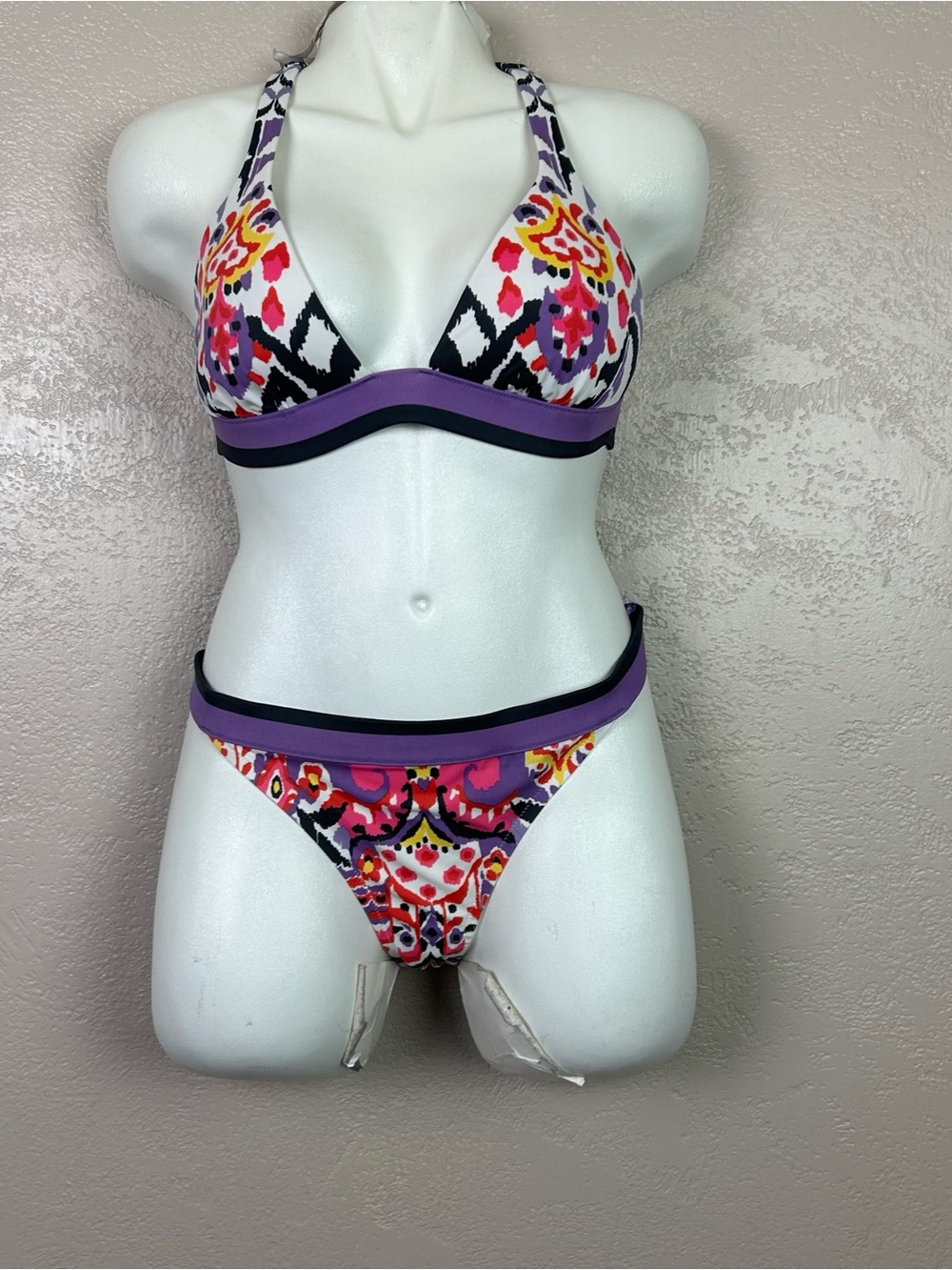 Victoria's Secret Purple Multi Floral Halter Bikini Set